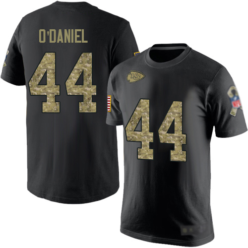 Men Kansas City Chiefs #44 ODaniel Dorian Black Camo Salute to Service NFL T Shirt